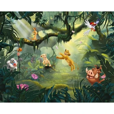 Immagine di Komar Disney IADX7 004 carta da parati in tessuto non tessuto, motivo: Lion King Hakuna Matata, dimensioni: 350 x 280 cm (larghezza altezza) Simba, Nala, re dei leoni, per bambini