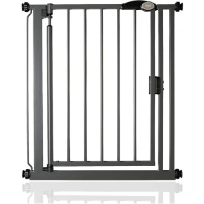 Immagine di Safetots Cancelletto per Scale a Chiusura Automatica Pressione, Stretto, 68.5 cm 75 cm, Grigio ardesia, Bambini, Barriera di Sicurezza Bambini