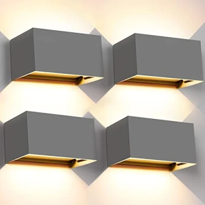 Immagine di Kingwei 4 Pezzi Lampada da Parete 20W Grigio 3000K Bianco Caldo Applique Interno/Esterno Angolo del Fascio Regolabile Lampade Esterno IP65