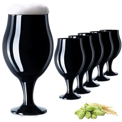Immagine di PLATINUX Set di 6 bicchieri da birra neri con tulipani 450 ml (max. 550 ml)