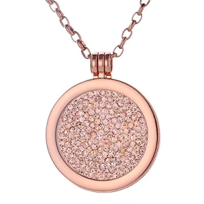 Immagine di Morella Collana donna 70 cm acciaio inossidabile oro rosa con Coins Moneta amuleto ciondolo rotondo 33 mm in sacchetto di velluto