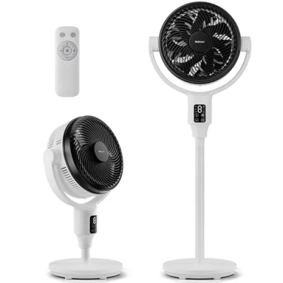 Immagine di Pro Breeze AirFlo Plus Ventilatore a Piantana Portatile con Altezza Regolabile 60 111cm, ultrasilenzioso e potente display LED, telecomando, 2 modalità, oscillazione verticale orizzontale