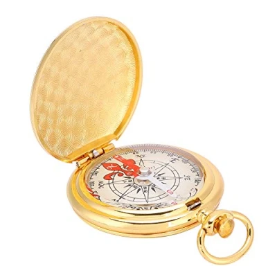Immagine di Bussola in Ottone Orologio da Tasca Stile Anello Strumento di Direzione Navigazione per Campeggio All&#039;aperto Escursioni ed Emergenze Attrezzi arrampicata