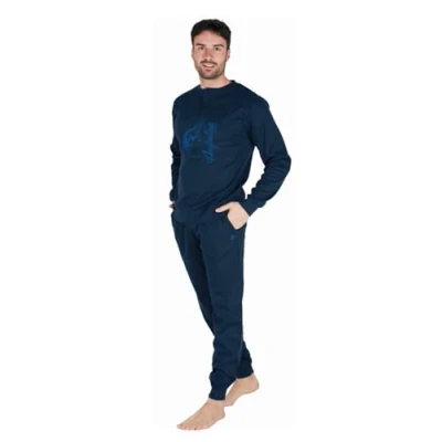 Immagine di AUSTRALIAN Pigiama Lungo Uomo in Caldo Cotone Vari Modelli E Taglie dalla M alla 2XL, Maschile (2XL (52), AI751 Blu)