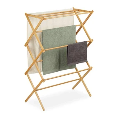 Immagine di relaxdays Stendino Verticale, Portasciugamani da Terra Pieghevole in bambù, Stendibiancheria su 6 Livelli, Naturale, 1 pz