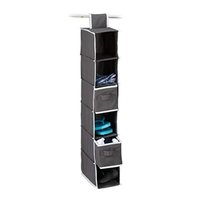 Immagine di Relaxdays Organizer Armadio per Stoffa, 6 Scomparti, 2 Cassetti, Scaffale da Appendere 82 x 14,4 30 cm, Antracite, 1 pz