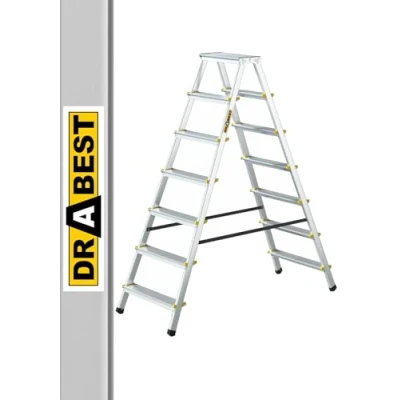 Immagine di DRABEST SCALETTE SERIE PRO 2x7 Step Scala Bifacciale in Alluminio per Uso Domestico 150kg Scaletta Scale Multiuso Pieghevole 51x156x16cm