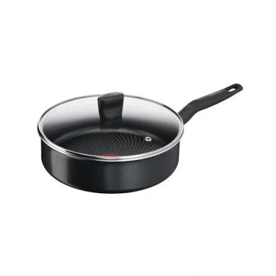 Immagine di Tefal C26732 Start&#039;Easy,Padella con coperchio, 24 cm, in alluminio, rivestimento antiaderente titanio, tecnologia di segnale termico, fondo incl. induzione, colore: Nero