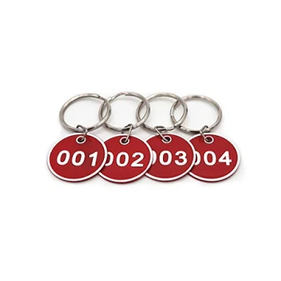Immagine di NanTun Set di targhette portachiavi numerate in lega alluminio, con numero identificativo, 50 pezzi, Red, 1 to