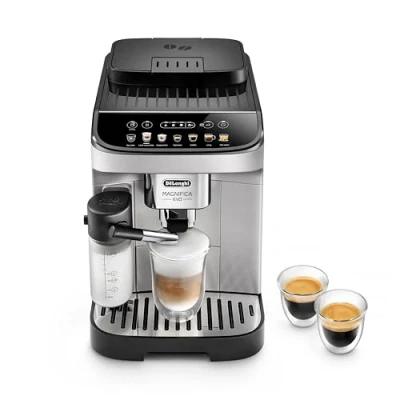Immagine di De&#039;Longhi Magnifica Evo ECAM292.81.SB, macchina da caffè con sistema lattiero caseario, 7 tasti di scelta diretta per cappuccino, espresso e altre specialità del caffè, pannello controllo, 2 tazze,