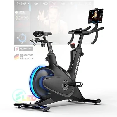Immagine di Sportstech sBike Lite Bicicletta Indoor intelligente con LED + App lezioni in diretta e on demand supporto tablet a 360 per un allenamento completo del corpo