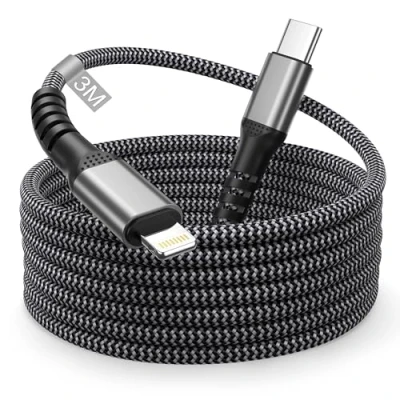 Immagine di Cavo iPhone USB C Lightning 3 Metri, 3M Lungo [Certificato MFi] Nylon Cavetto Filo Caricatore Cavi Ricarica per Apple 14 13 12 Pro Max/11/XS/XR/8