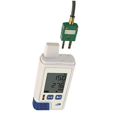Immagine di TFA Dostmann data logger per temperatura LOG200 TC, 31.1060.02, memoria 60.000 record, interfaccia USB, uscita PDF, certificato ISO, bianco con