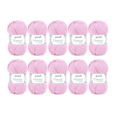 Immagine di lana Gründl Classico (filato per maglia/uncinetto certificato OEKO TEX® in 50 % pura vergine (merino superwash) e poliacrilico, g/120 m, ferri: 3,5 4,5, 10 gomitoli da g), Rosa