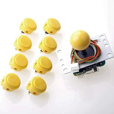 Immagine di Sanwa JLF TP 8YT Joystick + 8 pezzi OBSF 30 Push Button Bundle Kit Colore: Giallo per Arcade Game 4 &amp; Way regolabile, compatibile con Catz Mad SF4 Tournament S@NWA