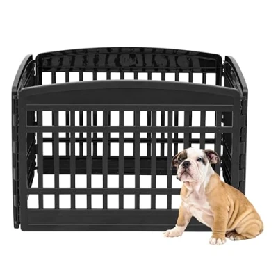Immagine di Iris Ohyama Estensione Per recinto cani, A60cm, 4 Pannelli, Nero, Plastica, Parco, Cucciolo, Gatti, Animali domestici, Interni, Esterni, Gabbia, Cuccia, Canile, CI 604E Panel