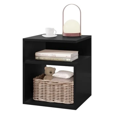 Immagine di EUGAD Comodino a 3 Ripiani, Tavolino da Notte Bianco Moderno per Camera Letto, Mobile Salvaspazio, 35x35x41,5cm, Divano, Salotto Giorno, in Legno, 0006CTG
