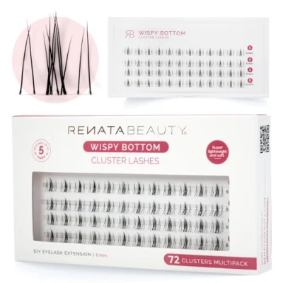 Immagine di Renata Beauty Ciglia Cluster Inferiori Wispy Multipack da 72, Lunghezza 6mm, Leggerezza Sottile per Sotto Occhi, Riutilizzabili, Facili Applicare, Ideali un Trucco Occhi Naturale e Delicato