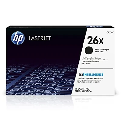 Immagine di HP 26X CF226X, Cartuccia Toner Originale da 18000 Pagine, Compatibile con le Stampanti LaserJet Pro M402D, M402DN, M402DNE, M402DW, M402N, M426DW, M426FDN, M426FDW, M426M, Nero