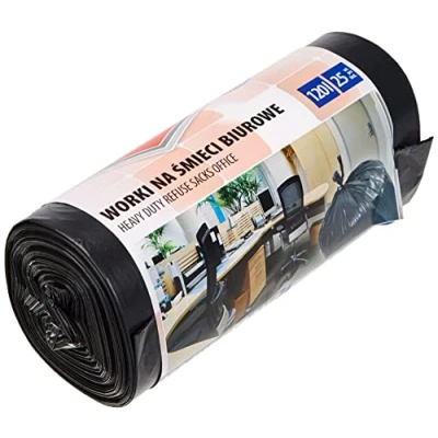 Immagine di Office Products 22021236 05 Sacchetti per la spazzatura da 120 l, in LDPE, 25 pezzi, rifiuti domestici, ufficio, colore: nero, spessore pellicola: 28 μm