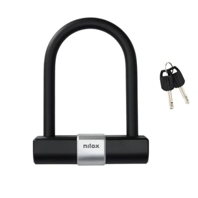 Immagine di Nilox Catena U Shape per Bicicletta, di Protezione Bici Antifurto e Scasso, Cavo Alta Qualità, Resistente a Graffi Tagli, 2 Chiavi Incluse