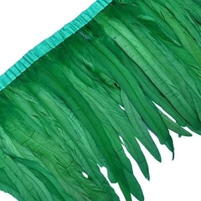 Immagine di Sowder Rooster Hackle Frangia in piuma con frange 25,4 30,5 cm di larghezza, confezione da 1 metro (verde scuro)