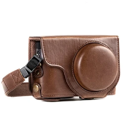 Immagine di Megagear Mg1259 Panasonic Lumix Dc Tz95, Tz90 Ever Ready Custodia In Finta Pelle Per Fotocamera Con Tracolla Marrone Scuro