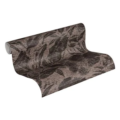 Immagine di Carta da parati Jungle Greenery A.S. Création tessuto non 10.05 m x 0.53 Nero Marrone Prodotto in Germania 372192 37219 2