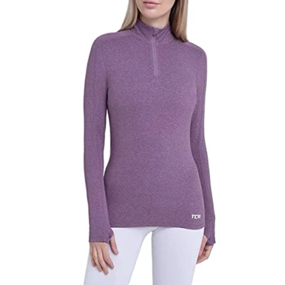Immagine di TCA Fusion Quickdry Maglia da Corsa A Manica Lunga Donna con Colletto e Mezza Zip Viola, XS
