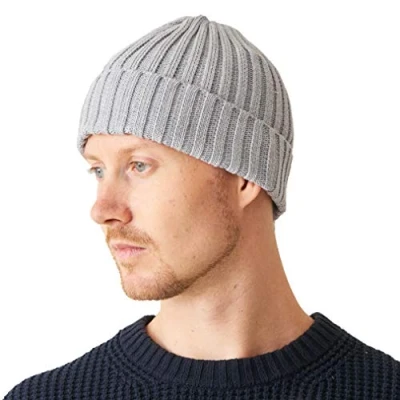 Immagine di CHARM Casualbox Uomo Fisherman Beanie Berretto 100% Cotone da Donna Maglione Cappellino Classico Design Semplice A Coste Cappello Tesa Larga Grigio Chiaro
