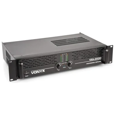 Immagine di Vonyx VXA 2000 Amplificatore Professionale 2x 1000 Watt Collegamento Bridge Stereo con Display LCD Ideale per DJ, Disc Mobili, Bar Club ed Eventi. Montaggio rack da 19&quot;