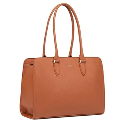 Immagine di David Jones borsa a mano Tote da donna di grandi dimensioni XL spalla lezione scuola lavoro business formato A4 similpelle PU con manico lungo Shopper computer, Marrone Cognac,