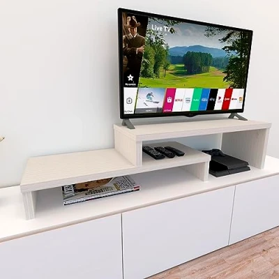 Immagine di Henor Mobile TV Scala in Legno FSC® Regolabile 110+90 x 35 30/15 cm Quercia Stel