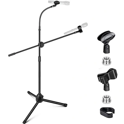 Immagine di CAHAYA Supporto per Microfono a Collo di Cigno 3 in 1 con 2 Diversi Clip Asta Treppiede Altezza Regolabile Concerti Videoconferenze Palchi Matrimoni CY0319