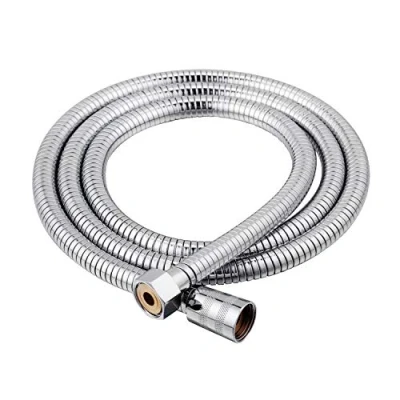 Immagine di Ferrestock Fontastock Tubo flessibile per doccia in acciaio inox, 1,70 a 2 metri, con guarnizioni ottone, filettatura femmina 1/2&quot; e dadi conici ed esagonali, cromato (vecchio modello)