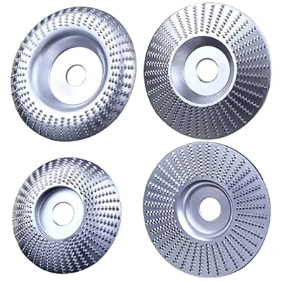 Immagine di NICAVKIT 4pcs Disco Intaglio Legno Mola, in Metallo per raspa con mandrino da 22.2 mm, Angle Grinder Lucidatura, Modellatura