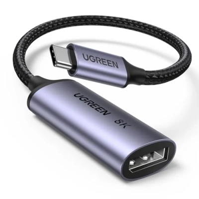 Immagine di UGREEN Adattatore USB C a DP1.4 8K 60Hz 4K 240Hz Thunderbolt DisplayPort HDR VRR Dolby Compatibile con iPhone 16 Plus Pro Max Galaxy S24 Mac mini M4/M4 MacBook M4 iPad Air Surface
