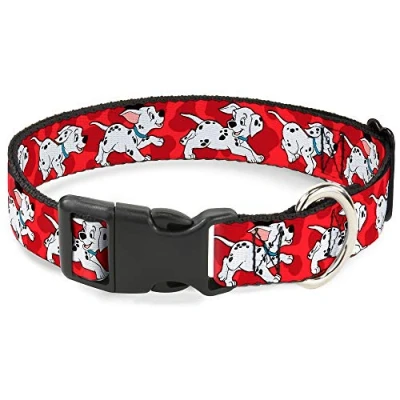 Immagine di Buckle Down Dalmatians Running/Paws Rosso/Bianco/Nero plastica Clip Collare