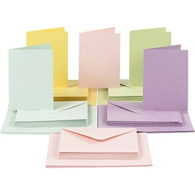 Immagine di Biglietti e buste, dimensioni biglietto: 10,5 x 15 cm, busta: 11,5 16,5 colori pastello, 50 pezzi