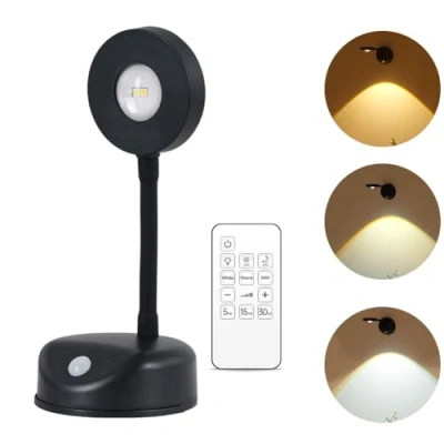 Immagine di Vicloon Applique da Parete per Interni, Faretti con 3 Modalità di Colore, Lampada a LED Ricaricabile USB, Muro Rotazione 360, Luci Telecomando Nero