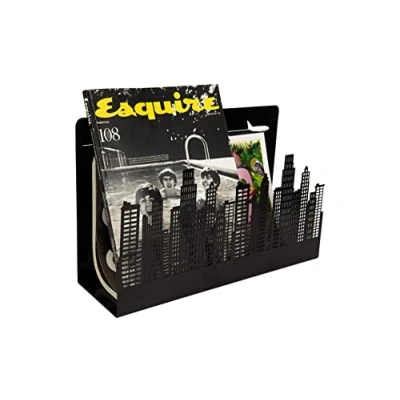 Immagine di FISURA Portariviste desing &quot;Edifici&quot;. moderno nero. in metalo 35 x 22 11 centimetri.