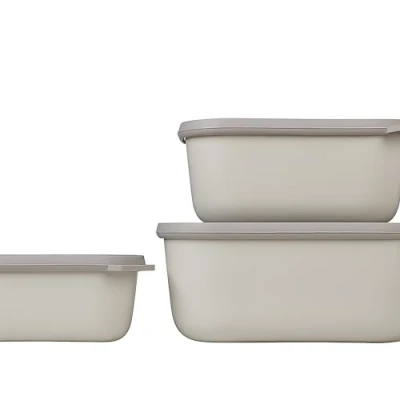 Immagine di Mepal Set da 3 Contenitori Cirqula Rettangolare per Alimenti con Coperchio Adatti come Ermetici Frigo, Congelatore, Microonde 750, 1500 &amp; 3000 ml Nordic White