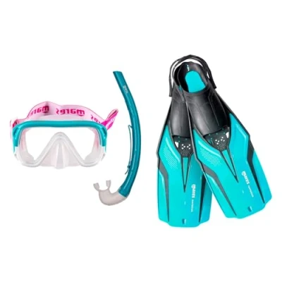 Immagine di Mares Aquazone Set Nateeva Keewee Jr Composto da Maschera, Boccaglio e Pinne Snorkeling Bambini Ragazzi Acqua, XS