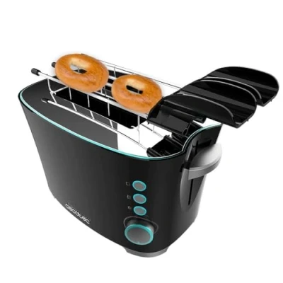 Immagine di Cecotec Toast&amp;Taste Double B, 650 W di potenza, doppia scanalatura per 2 toast, spegnimento e pop up automatico, raccogli briciole, sistema estrazione, include pinzette