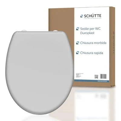 Immagine di Schütte 82302 A Grey with Soft Close Mechanism, Quick Release for Easy Cleaning, Duroplast lid (max. Load of The Toilet seat 150 kg), Gray