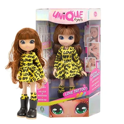 Immagine di Unique Eyes Love Tatoo Sophia Indossa Vestiti Alla Moda E Nella Confezione Trovi I Tatuaggi Colorati Per Le Bambine Trendy,Per Bambini A Partire Dai 3 Anni, Mym32300, Giochi Preziosi