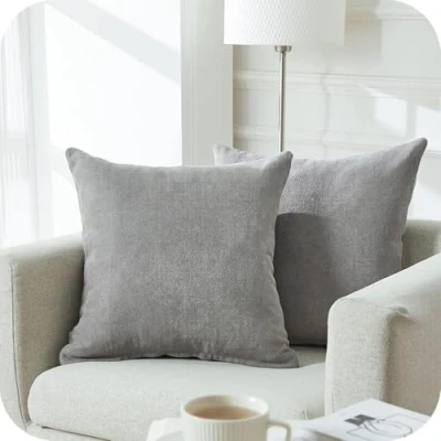 Immagine di Topfinel federe Cuscini Coperture Comode Ciniglia per Divano decorativi Letto casa copricuscino colore solido Arredo di 2, 40x40 cm Grigio