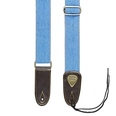 Immagine di 3Way Musical Tracolla per chitarra acustica/elettrica e basso, in pelle cotone, regolabile, 1,5 m, 3 colori disponibili, Blu
