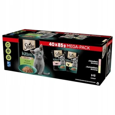 Immagine di Sheba Cibo umido per gatti in sacchetto porzione Fine varietà con salmone (MSC) e pollo salsa Multipack 40 x 85 g