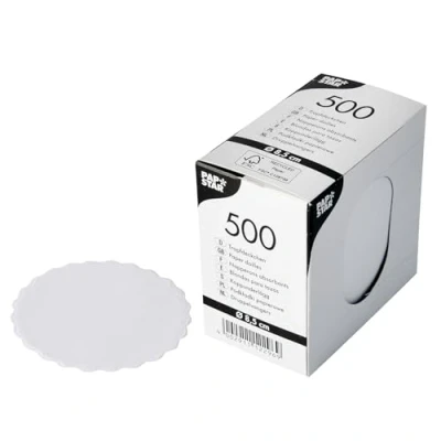 Immagine di Papstar 500 sottotazza Rotondo in Carta Riciclata, Ø 8,5 cm, Grammatura 45 g/m², Colore Bianco, x 20 Confezioni